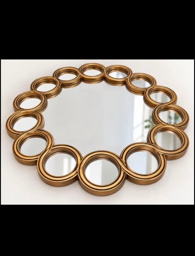 Large 35” Gold Decorative Wall Mirror – Elegant Statement Piece - photo 2