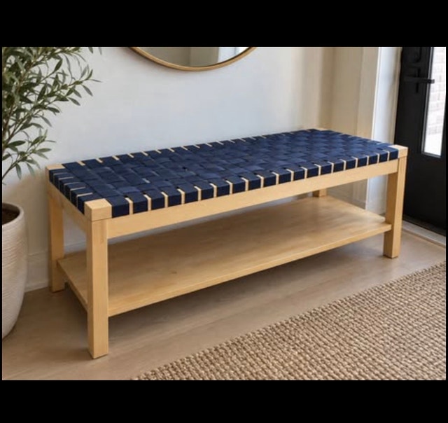 Wood Entryway Bench with Storage Shelf