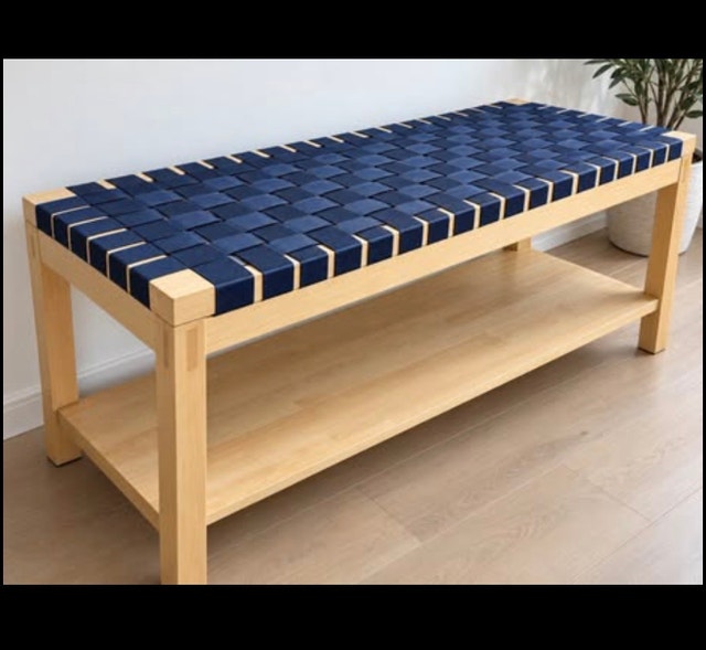 Wood Entryway Bench with Storage Shelf - photo 2