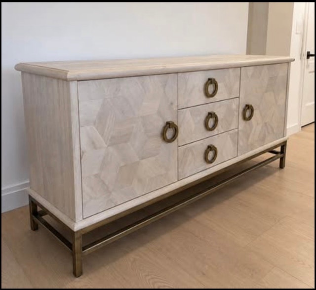 Wood Sideboard / Credenza – 62” – Brass Ring Hardware