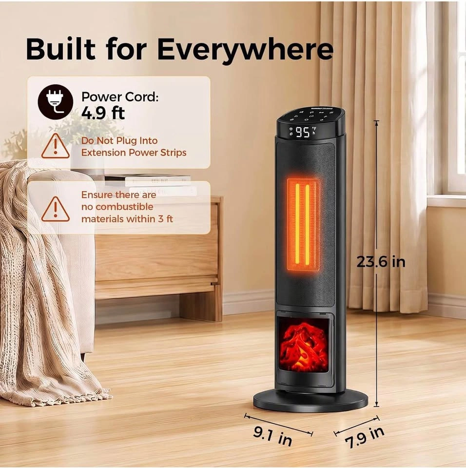 23" Indoor Space Heater, 1500W Portable Electric Room Heater - photo 2