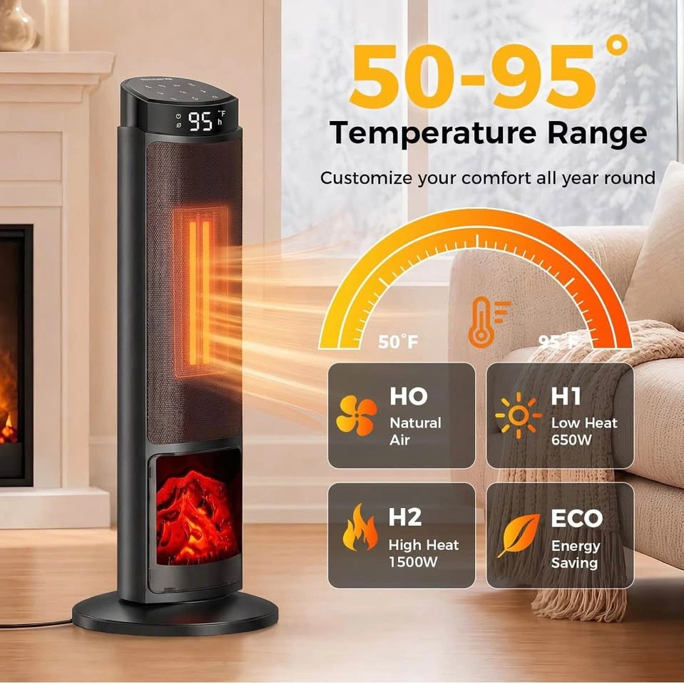 23" Indoor Space Heater, 1500W Portable Electric Room Heater - photo 3