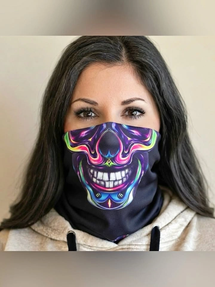 Neon Skull Face Mask Neck Gaiter Tube Scarf Biker Motorcycle