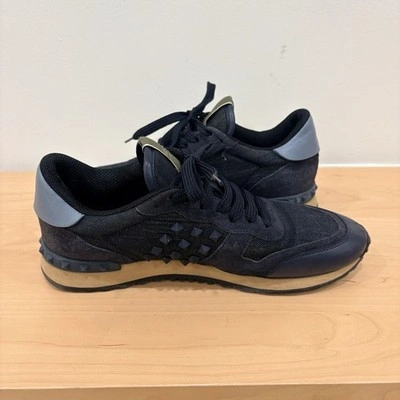 Valentino Garavani Rockrunner Rockstud Sneakers Navy Black Suede - photo 5