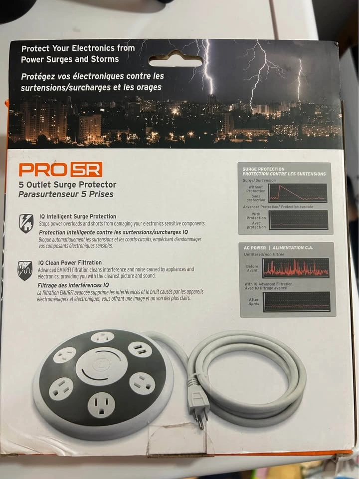 iQ PRO SR 5-Outlet Surge Protector + 2 USB Ports - 1350 Joules - photo 3