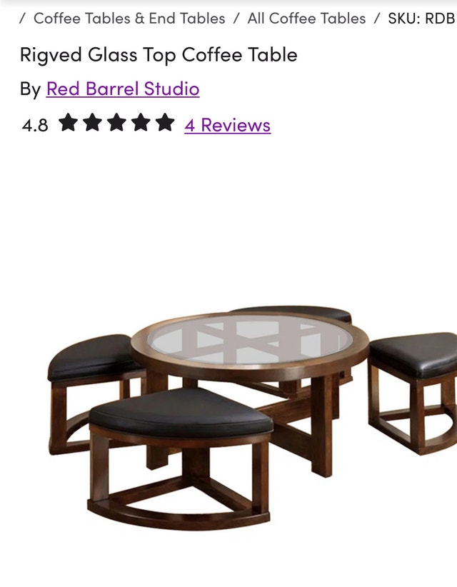 Red Barrel Studio Rigved Glass Top Coffee Table