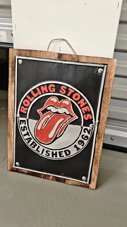 The Rolling Stones Rustic Wooden Wall Sign, music wall art