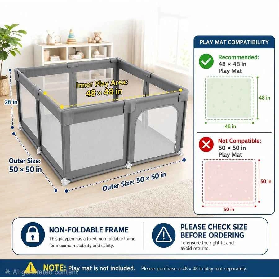 Palpalo 50" x 50" Baby Playpen - photo 3