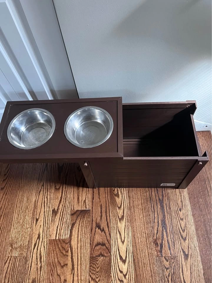 Dog Feeder with Bowls and Food Storage - photo 2