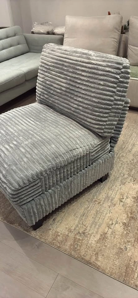 Extremely Comfortable Gray Corduroy Armless Modular Sofa Chair - photo 2