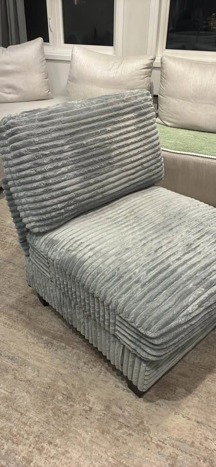 Extremely Comfortable Gray Corduroy Armless Modular Sofa Chair - photo 3