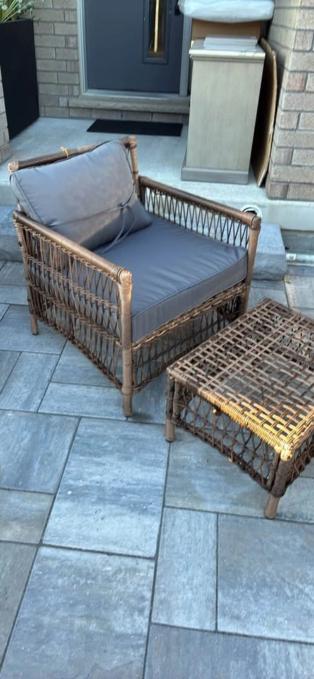 Haplife Wicker Patio Chair with Ottoman - photo 2