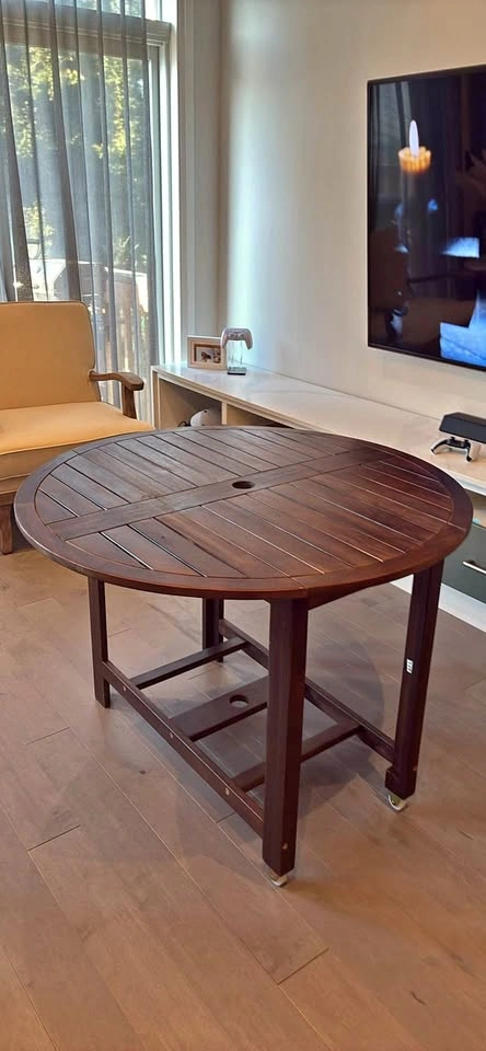 Wooden Round Drop-Leaf Table