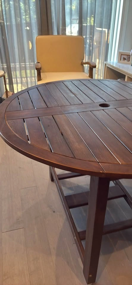 Wooden Round Drop-Leaf Table - photo 2