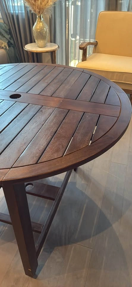 Wooden Round Drop-Leaf Table - photo 3