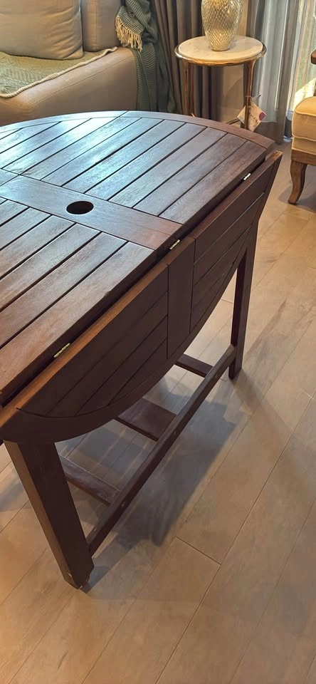 Wooden Round Drop-Leaf Table - photo 4
