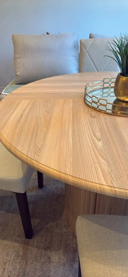 New Round Fluted Pedestal Dining Table with 4 Chairs - photo 2