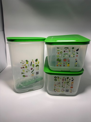 Tupperware FridgeSmart Produce Keeper Set 3 Green Vented