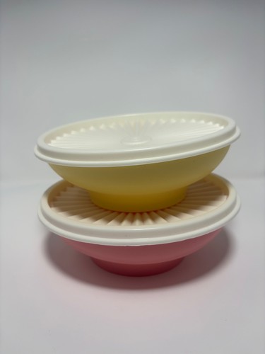 Vintage Tupperware Heritage Pastel Bowls Pink and Yellow - photo 2