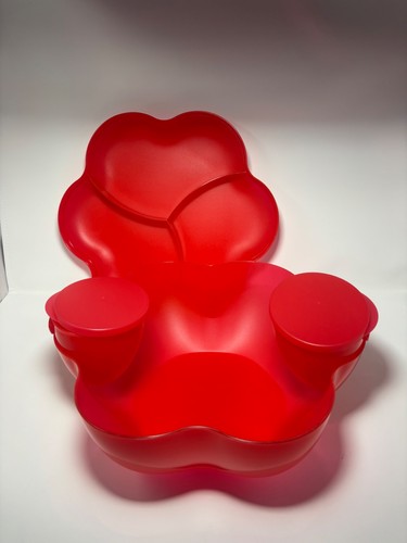NEW Tupperware Chip N Dip 6 Pc Set Red 4624A 4625A 4626A - photo 3