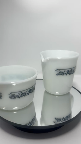 Vintage Corning Pyrex Sugar and Cream Set/ Old Town Blue Pattern - photo 2