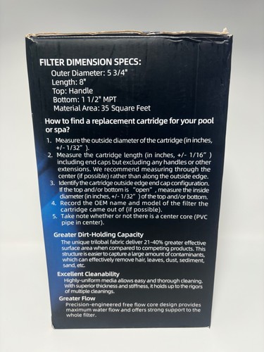POOLPURE PLF5CH-35 Spa Filter Unicel 5CH-35 Filbur FC-0300 - photo 3