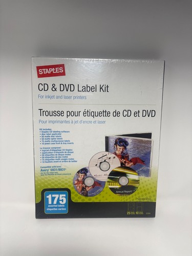 New Staples Laser Inkjet CD DVD Labels 50 Pack Avery 5931 8931