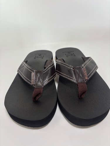 KUAILU Men’s Leather Strap Yoga Mat Flip Flops Brown US 7 - photo 2