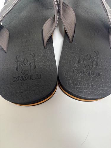 KUAILU Men’s Leather Strap Yoga Mat Flip Flops Brown US 7 - photo 3