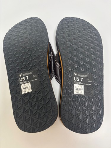 KUAILU Men’s Leather Strap Yoga Mat Flip Flops Brown US 7 - photo 4