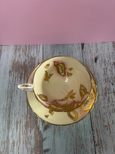 Royal Stafford Bone China Footed Teacup Saucer Gold Poppy - photo 2