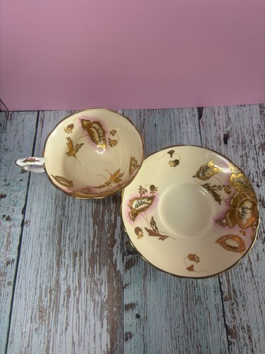 Royal Stafford Bone China Footed Teacup Saucer Gold Poppy - photo 3