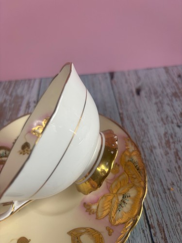 Royal Stafford Bone China Footed Teacup Saucer Gold Poppy - photo 5