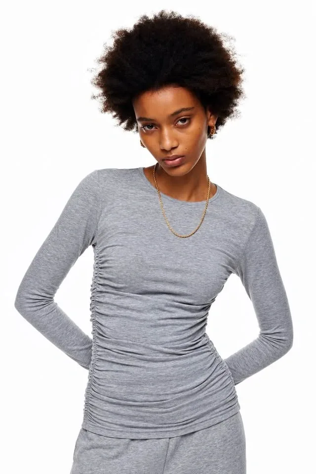 Aritzia Tna Chill Malibu Longsleeve Top Size Large Grey