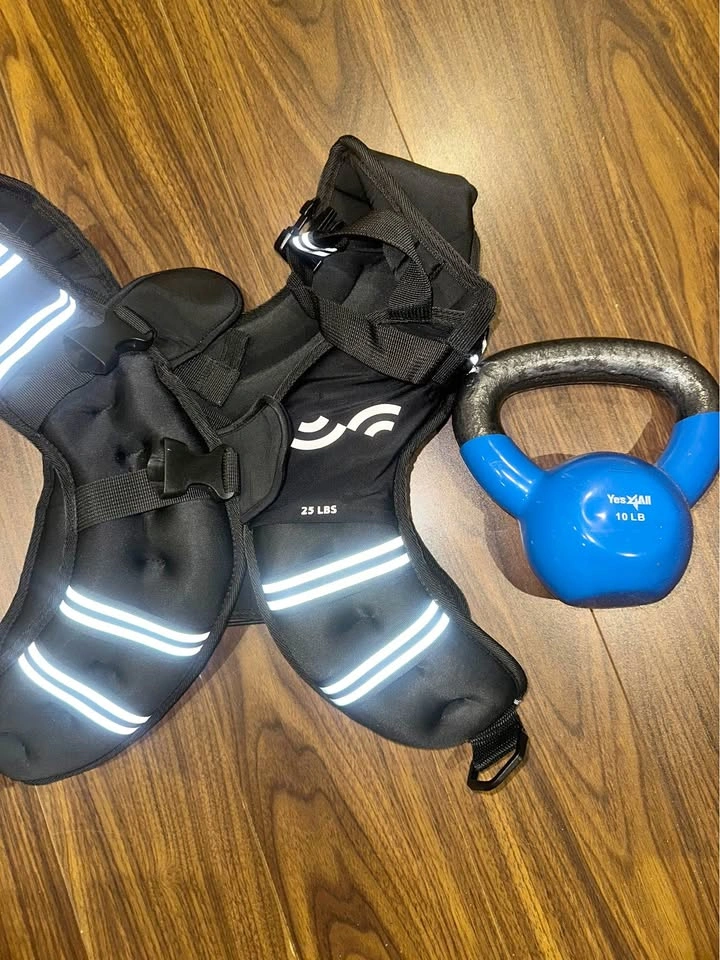 weighted vest and kettlebell