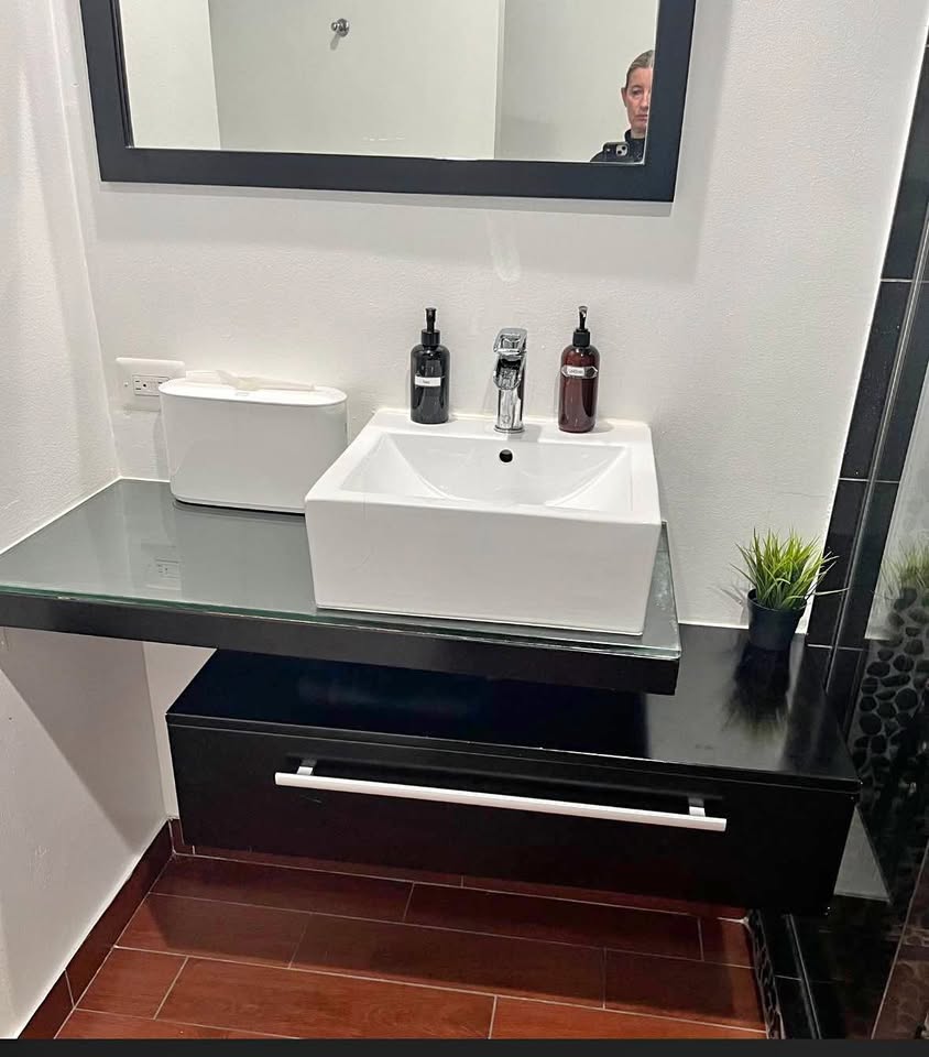 Bathroom vanity, sink, mirror set