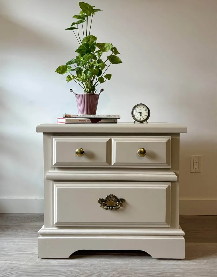 Refinished Vintage Solid Wood Nightstand