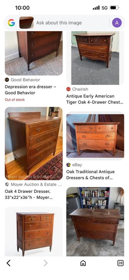 Antique Tiger Oak 5-Drawer Dresser - photo 4