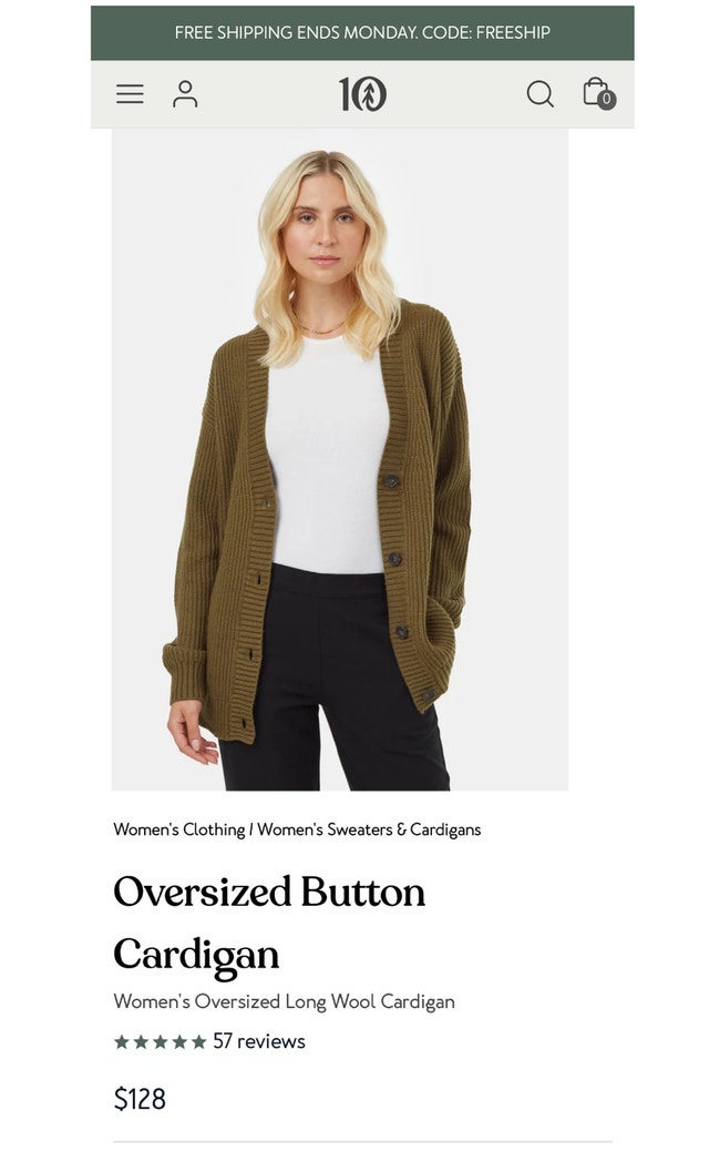 Tentree oversized buttoned cardigan, M - photo 5