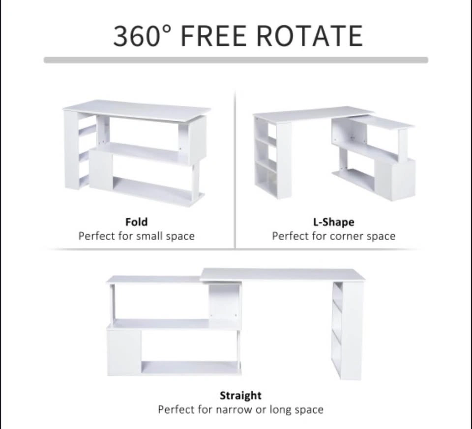 HOMCOM 47" L-Shaped 360 Reversible Computer Desk - photo 2