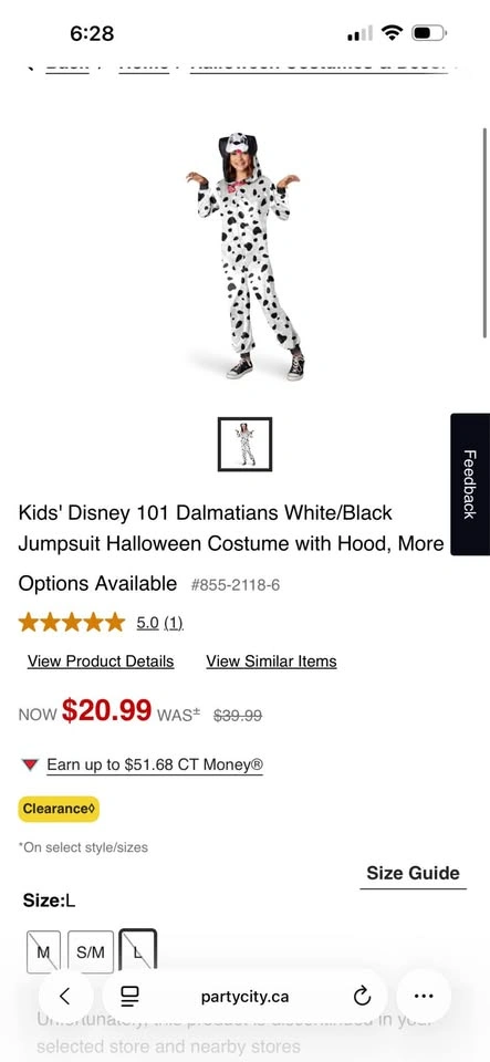 Kids' Disney 101 Dalmatians Jumpsuit Halloween Costume M & L - photo 2