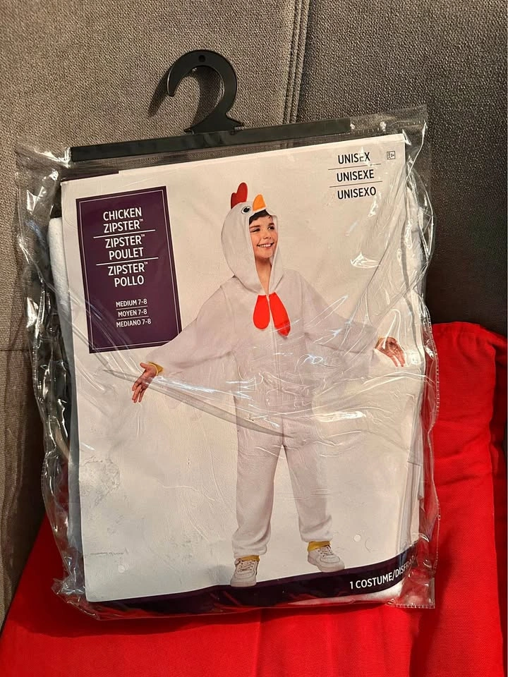 Chicken Zip Up Onesie Halloween Costume, Child Size M 7-8