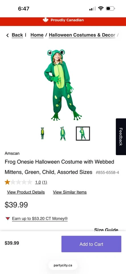 Frog Onesie Halloween Costume, Child Size Small 6-7 & Medium 7-8 - photo 2