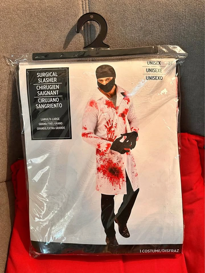 Adult Surgical Slasher Lab Coat Halloween Costume L/XL