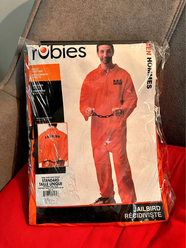Adult Jailbird Jumpsuit Halloween Costume one size