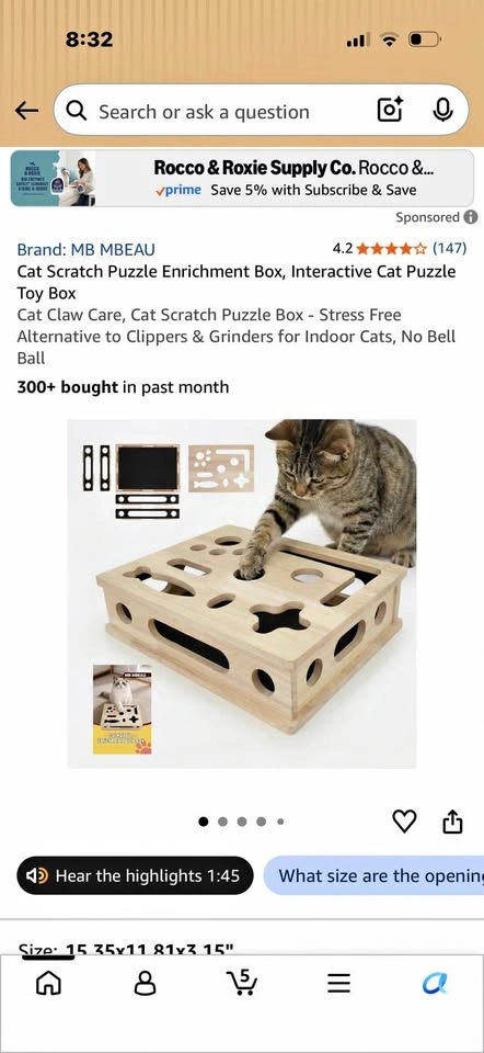 Cat scratching enrichment puzzle box
