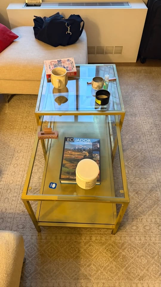 Brass/Gold Glass Top Nesting Tables (Set of 2) - photo 2