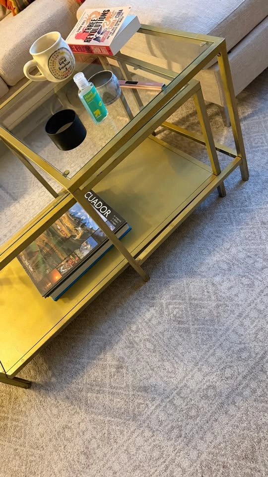 Brass/Gold Glass Top Nesting Tables (Set of 2) - photo 4