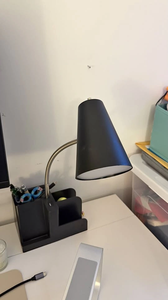 Black Desk Organizer with Built-In LED Lamp & USB Port
