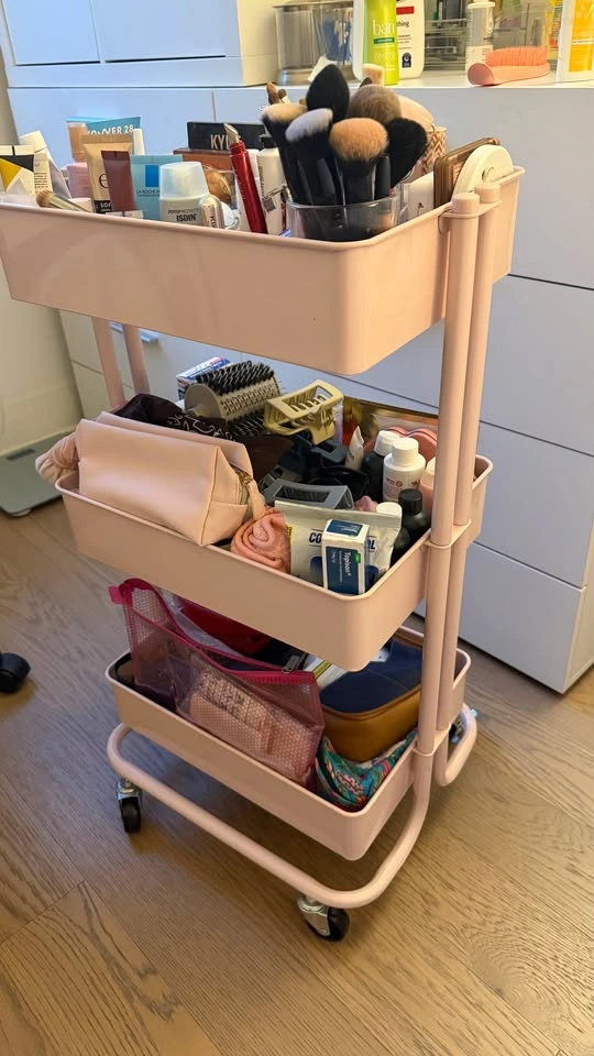 Pink 3-Tier Rolling Utility (Make-up) Cart - photo 2